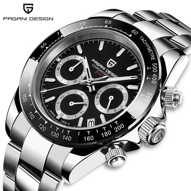 Pagani Design Daytona Black Dial Sporty Men's Watch - PD-1644
